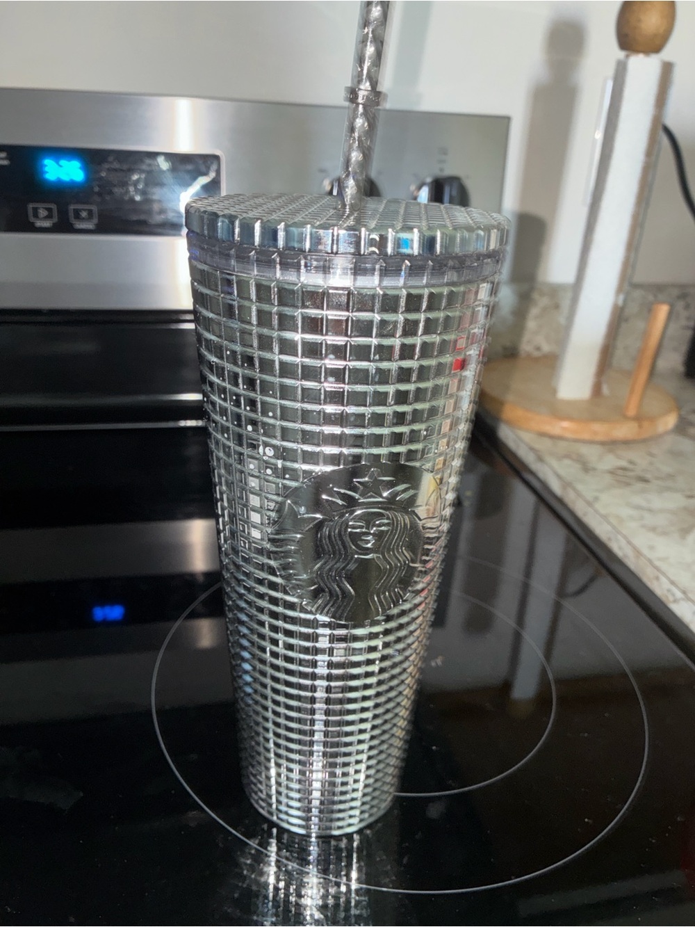 Starbucks Metallic Silver Studded Cold Cup with Straw